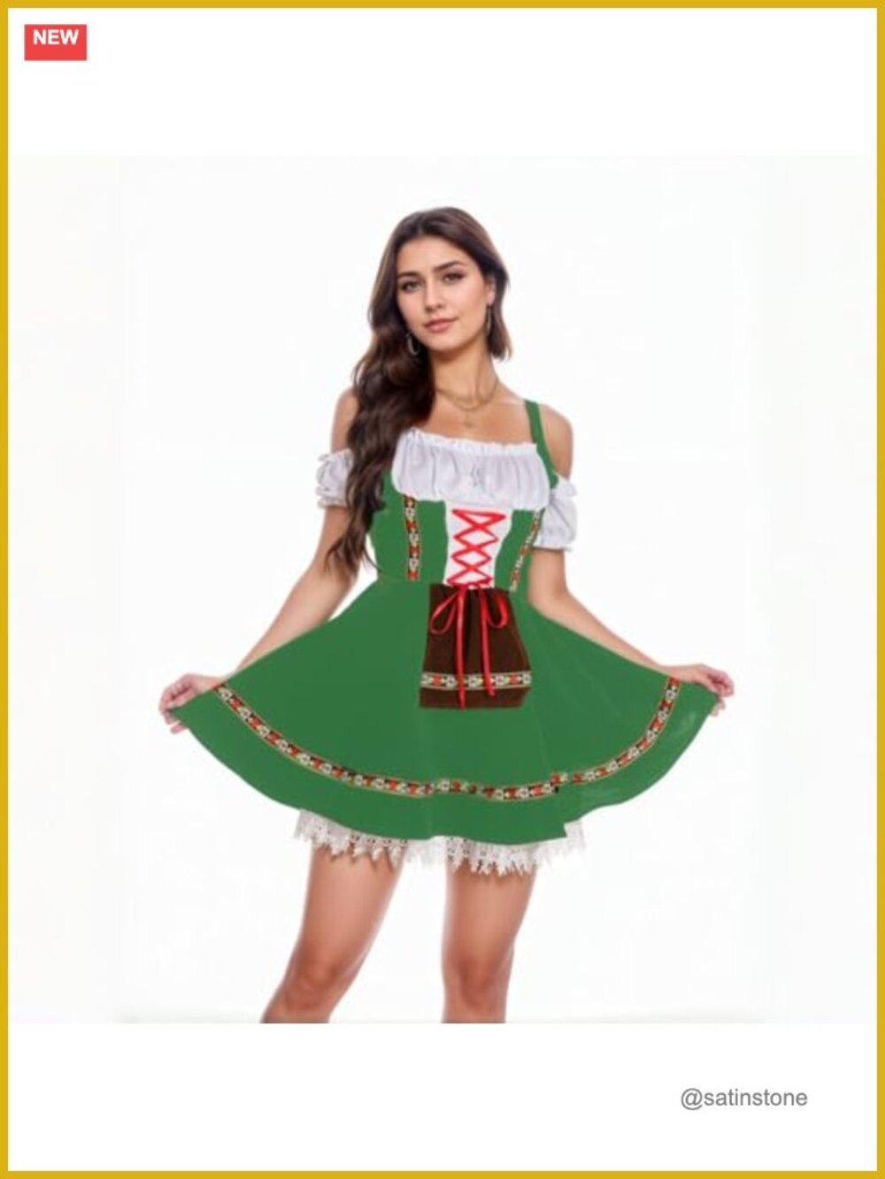 Women's Oktoberfest Costume Off Shoulder Lace Dirndl Dress